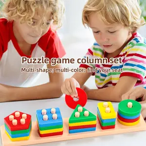 Early Education Geometric Shape Recognition Game, Color & Shape Matching Puzzle, Fine Motor Skills Development, Safe Plastic & Wood, Ages 1-3