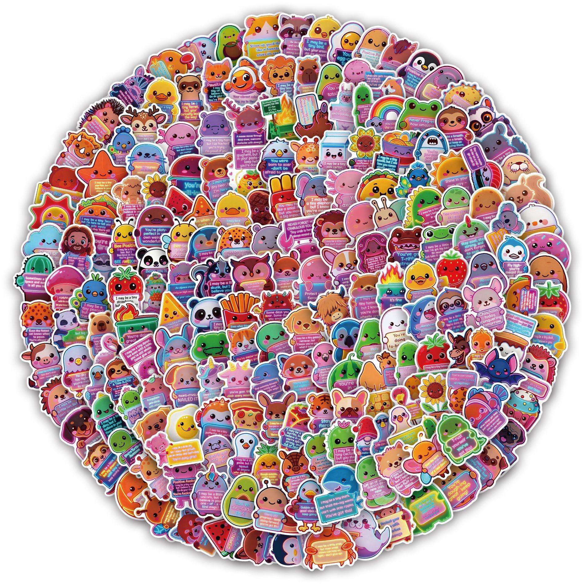 200Pcs Emotional Support Animal Stickers, Neon Funny Motivational Vinyl Decals Bulk for Laptop Water Bottle, Mental Health Inspirational Gifts for Teens Adults The ultimate mental health sticker haul!pure neon positivity to share with your besties!