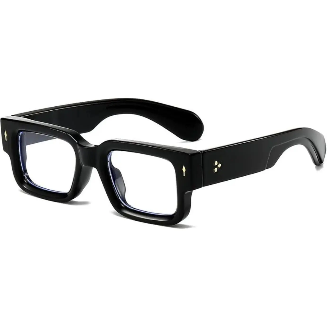 Chunky Square Blue Light Glasses for Women, Fashion Black TAC Frame Eyewear for Computer Use, Anti-Eye Strain & UV400 Protection