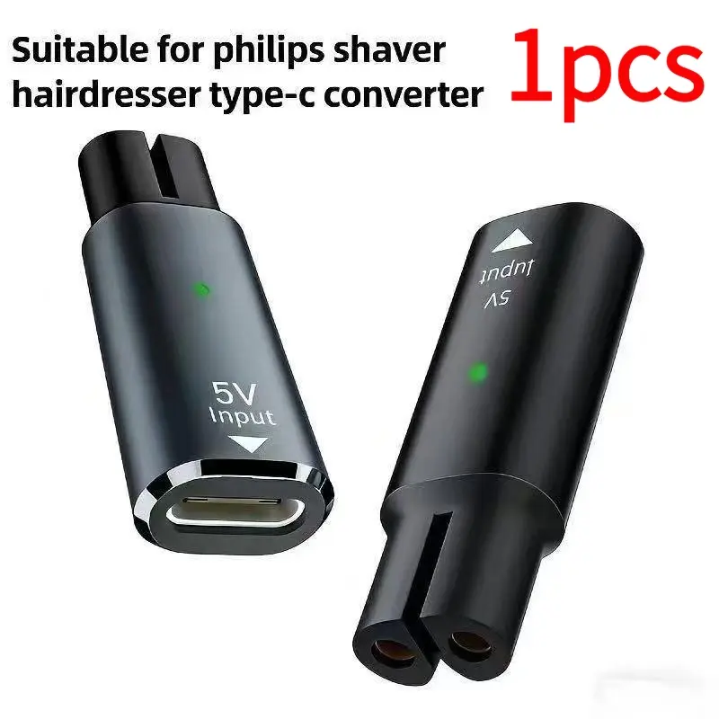 Type-C Female to 2-Pin Shaver Charging Input Adapter Converter Compatible With Philips Electric Shaver Hair Clipper Trimmer