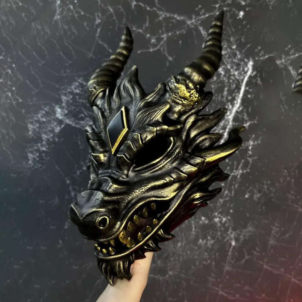 Dragon Head Mask Cosplay Animal Monster Demon Horror Latex Helmet Halloween Carnival Dress Up Party Costumes Props Gifts