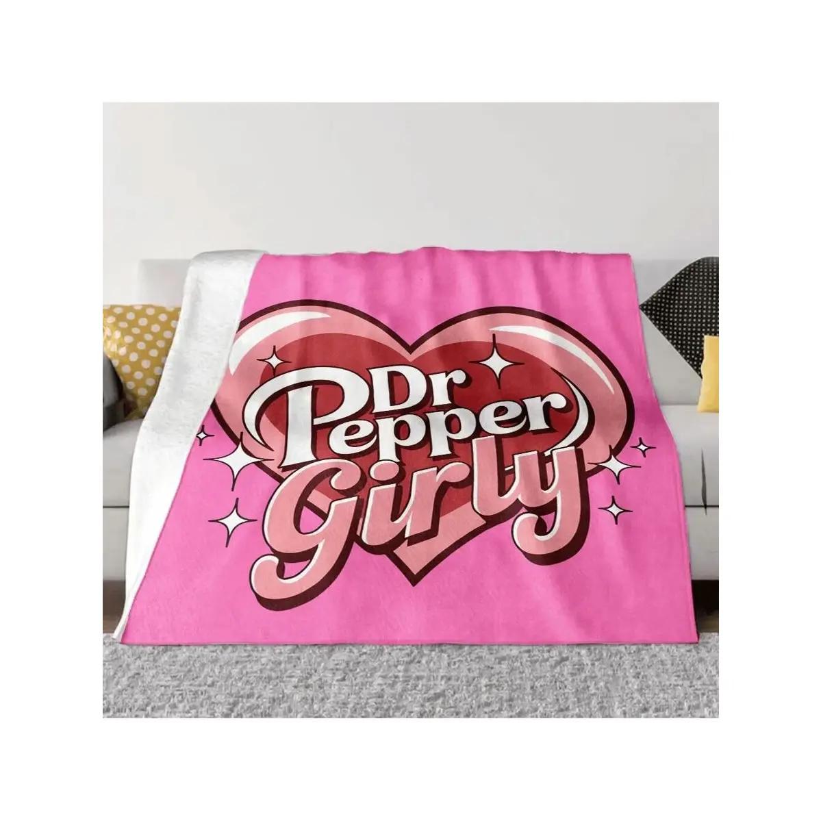 Dr. Pepper Soft Flannel Throw Blanket Cozy soft fluffy blanket lightweight blanket slogan print reversible fluffy decorative giftable heartfelt gift