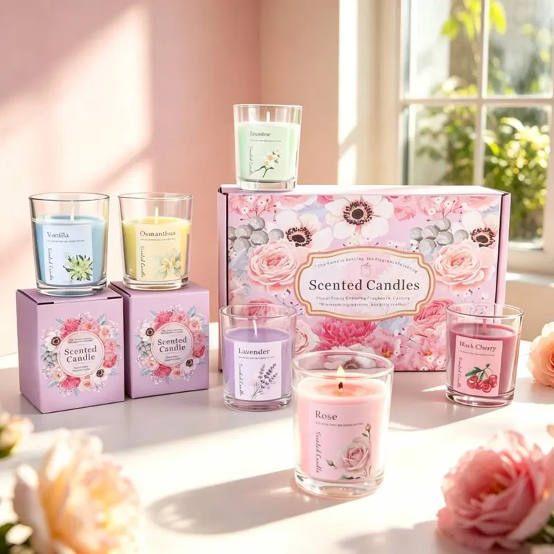 6 Pack Glass Scented Candle Gift Set, Assorted Fragrance Soy Wax Aromatherapy Jar Candles, Smokeless Floral Fruity Scented Candle for Home Bedroom Decor, Holiday Birthday Thanksgiving Christmas Valentine's Day Gift for Women