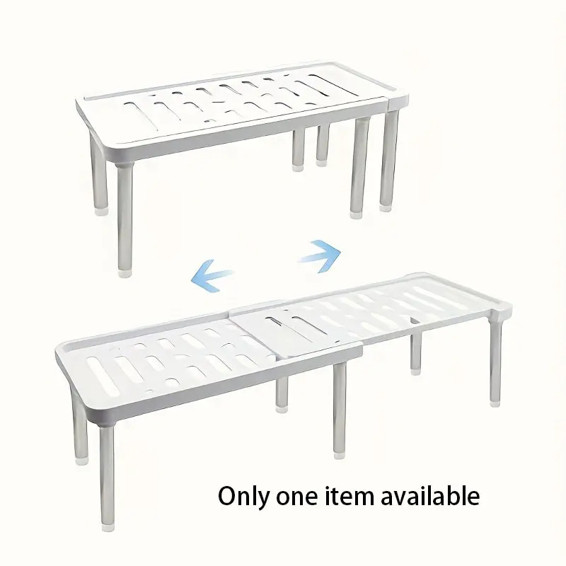 Adjustable Extendable Storage Shelf, Durable Plastic Organizer Rack, Kitchen Bathroom Food Storage, Multi-Functional Box, Solid Structure