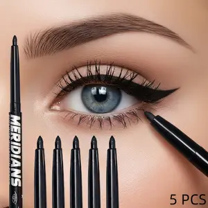 5-piece set of soft, smooth eyeliners, gliding and smudge-resistant, long-lasting with vibrant color, easy to use, enabling beginners to effortlessly draw perfect, bold eyeliner, suitable for all skin tones and types