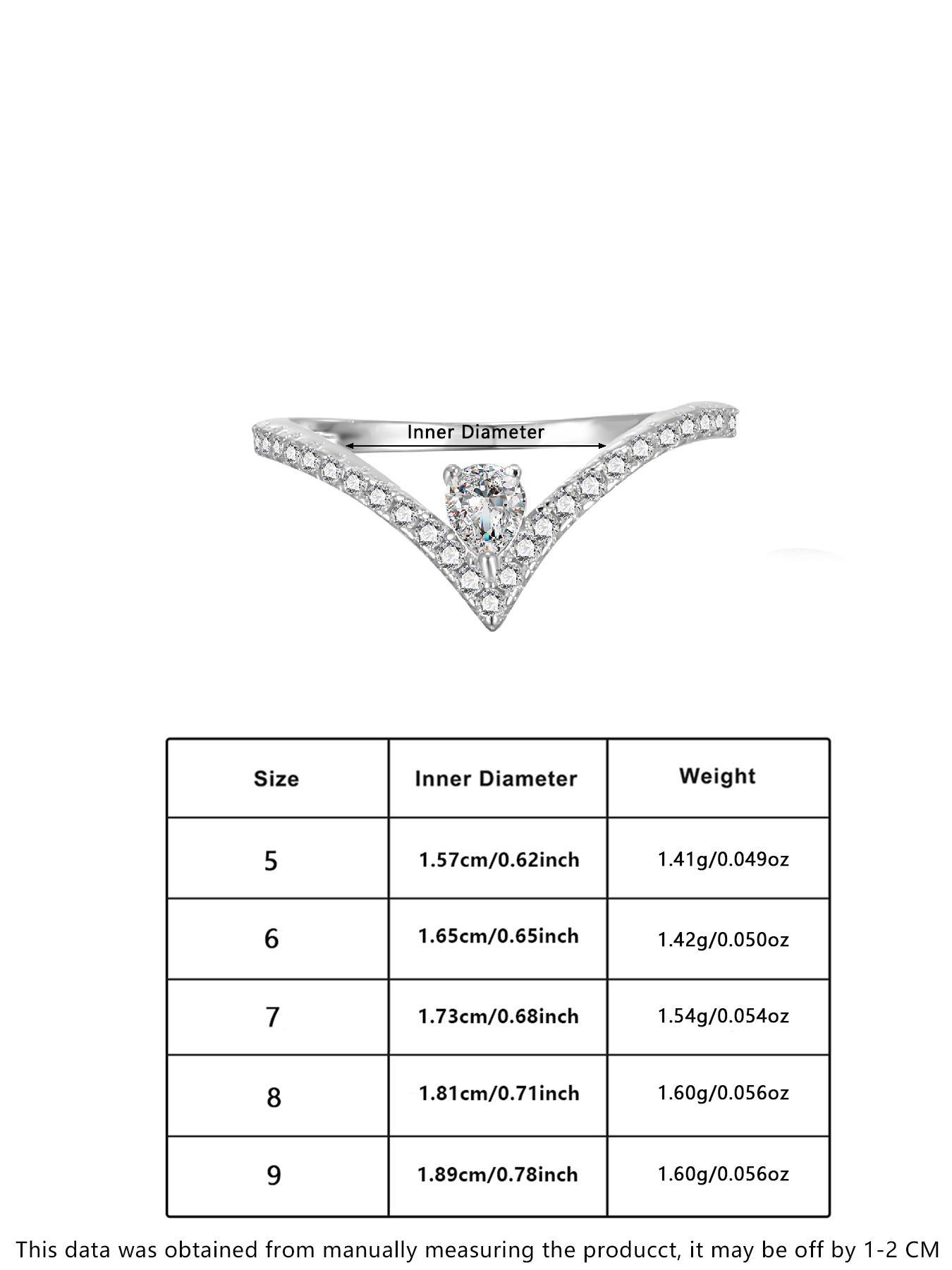 S925 Sterling Silver V Shaped Ring, Elegant Everyday Ring, Fashion Jewelry for Party, Daily Clothing Decor, Trendy All-match & Exquisite Jewelry for Birthday Gift