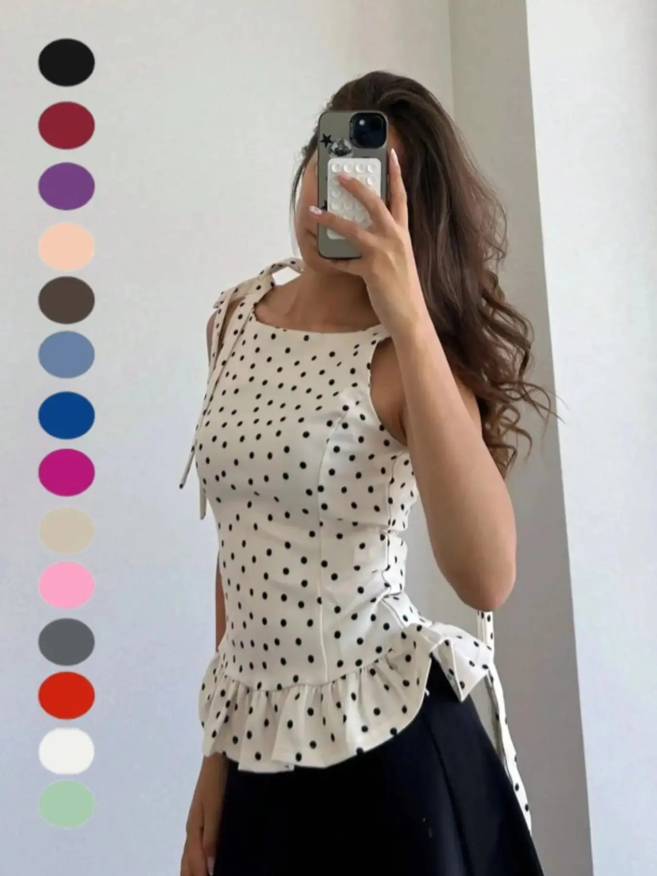 2026 Summer New Arrival Round Neck Polka Dot Print Tank Top, Slim Fit Sexy Clothing, European & American Style, Chic, Trendy Women's Apparel, Fashion