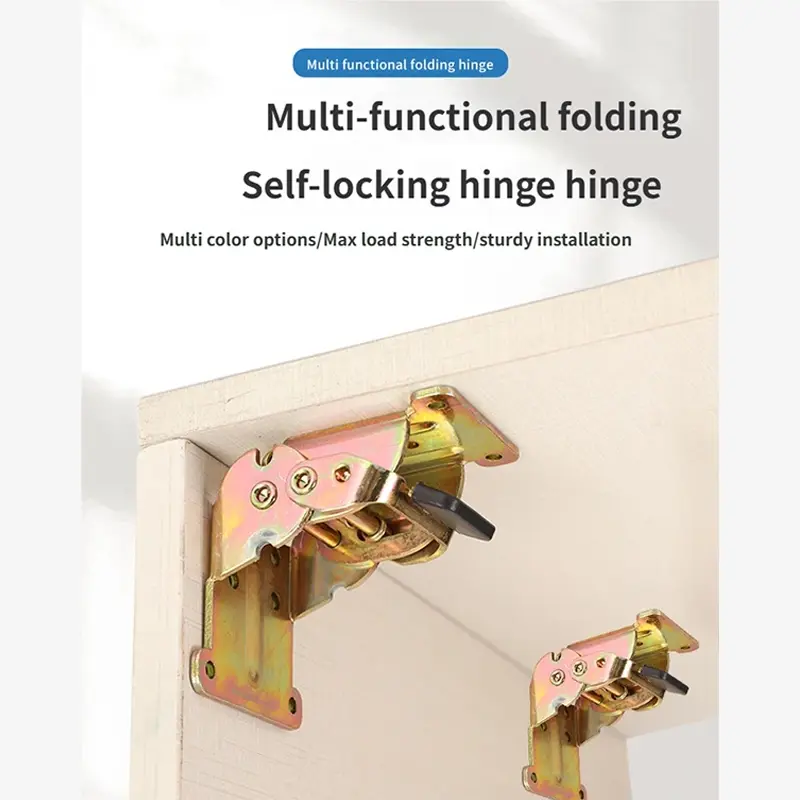 Multi-Functional Folding Self-Locking Hinges, Three Color Options, Rust-Resistant Metal Bracket, Space-Saving Furniture, DIY Woodworking Accessories