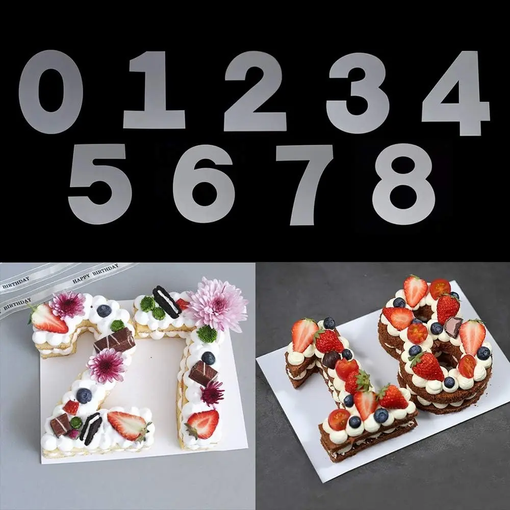0-8 Number Cake Stencils Flat Plastic Templates Cutting Number Mold 16 Inch Numerical Stencils for DIY Cakes Cookies