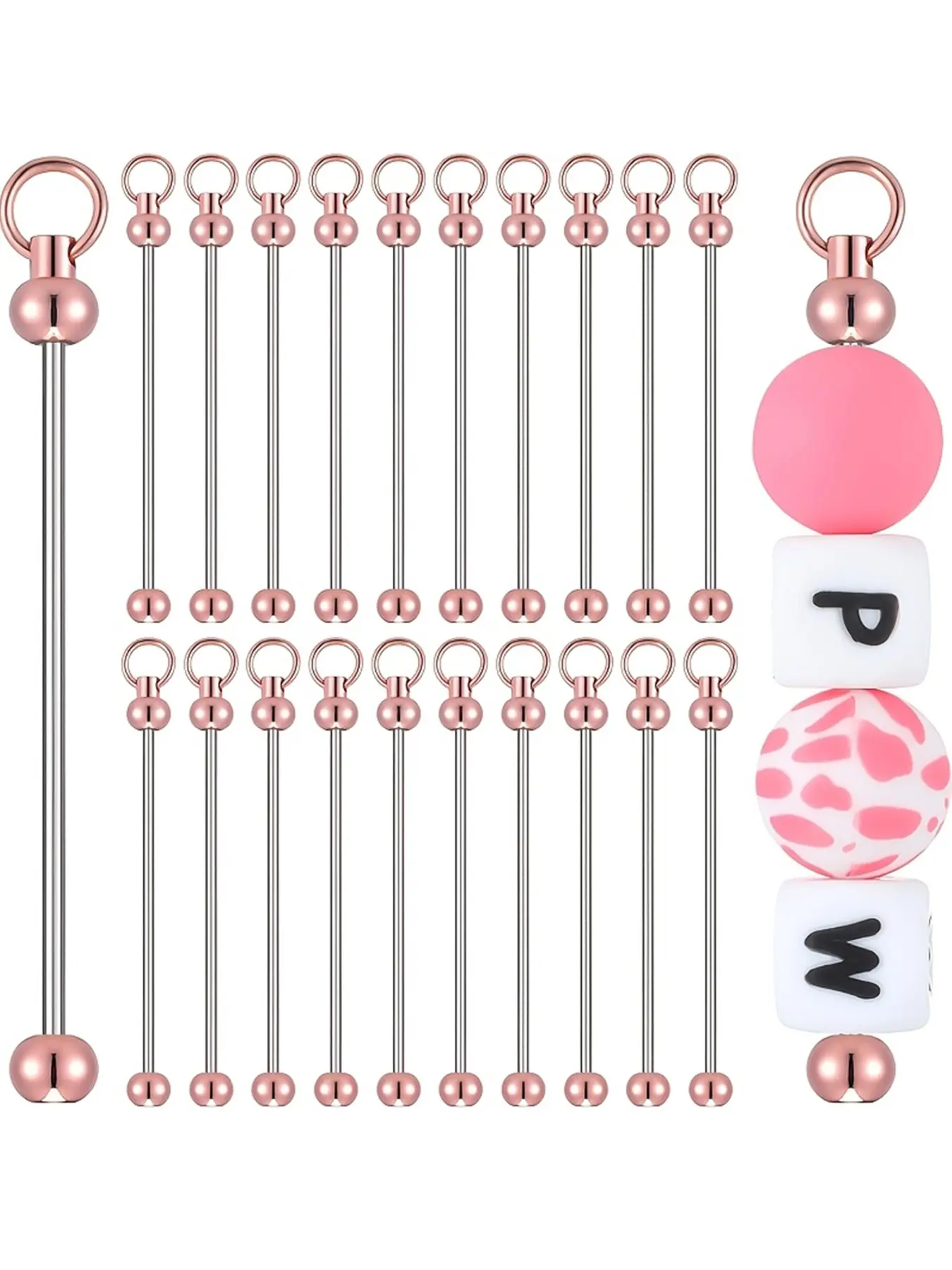 22pcs blank beaded keychain DIY bead decoration, jewelry products jewelry making keyring keychain making products beaded jewelry making keychain accessories DIY project pendant jewelry Keychain Set