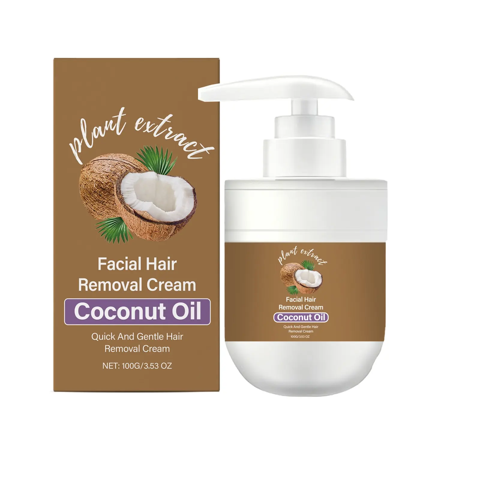 AMZ Coconut Gentle Facial Depilatory Cream, Smooth Clean Hair Removal for Face & Upper Lip