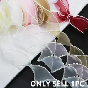 (5yards/package) 4cm Wide Pearl Trimmed Ribbon, Christmas Gift Wrap Material, Baking Ribbon, Bow Tie Ribbon, Elegant Holiday Decorations