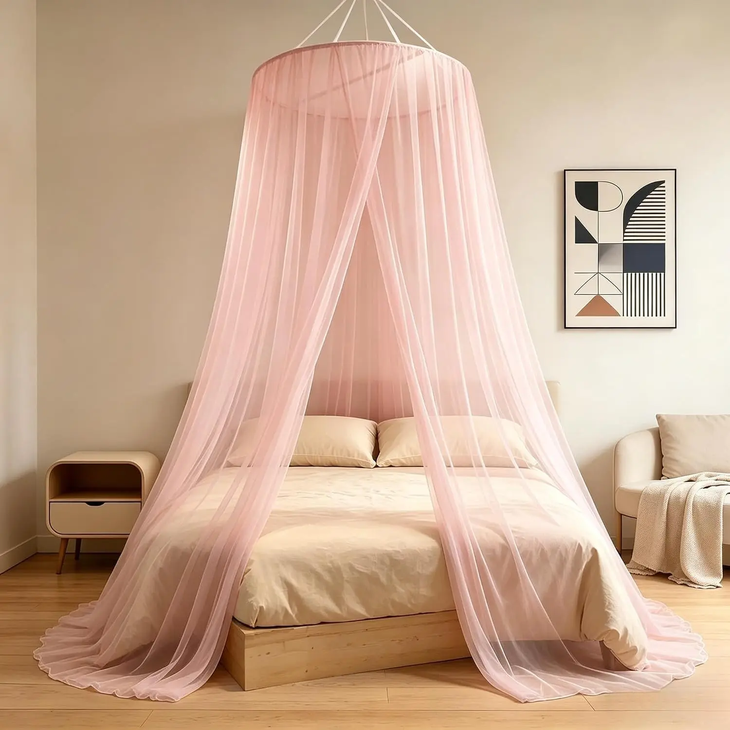 Tulle Mesh Round Bed Canopy, Large Size for Girls' Children's Tent and Mosquito Net,Hanging Reading Nook Canopy 33.5“ x 110”