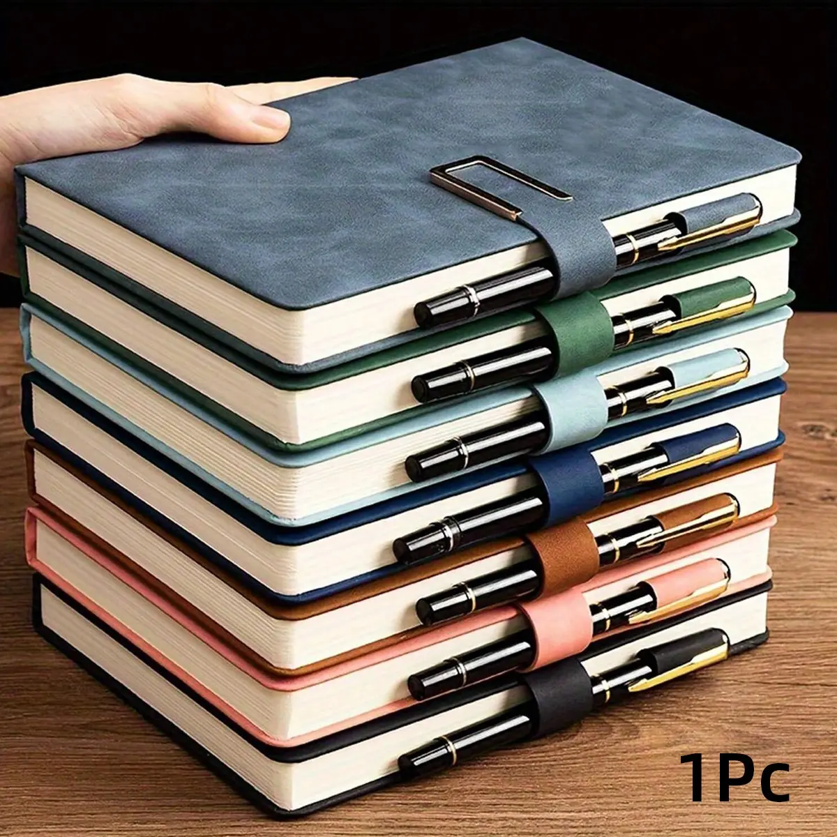 Premium Leather Journal Notebook 240 Pages Lay Flat 180° Hardcover Planner with Strap Closure 8mm Lined Thick Paper for Daily Writing Study Work Travel Compact Portable Aesthetic Notebook