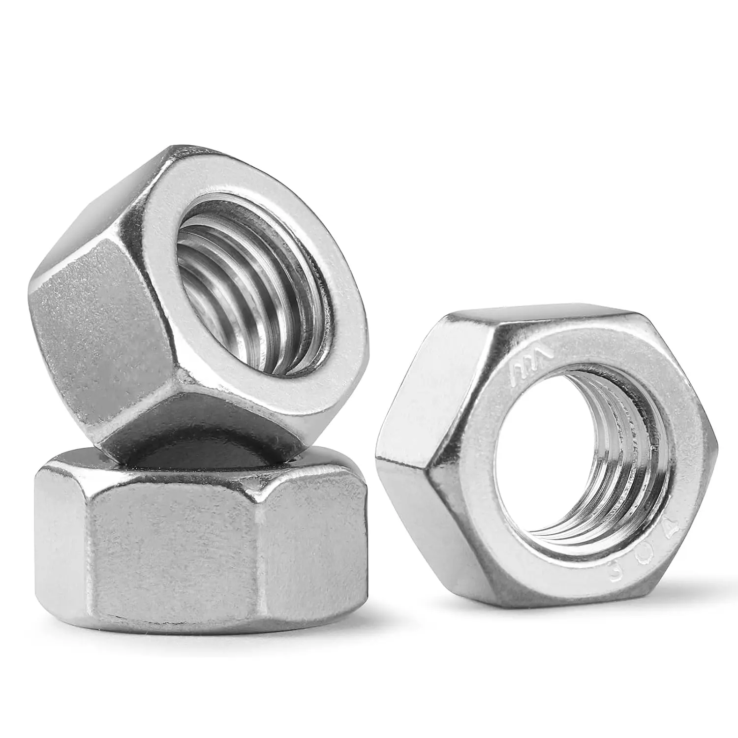 50 Pack #10-24 Hex Nuts, Stainless Steel 304 (18-8) Hex Nut, #10 Nut Standard Inch Coarse Thread Hex Machine Screw Nuts
