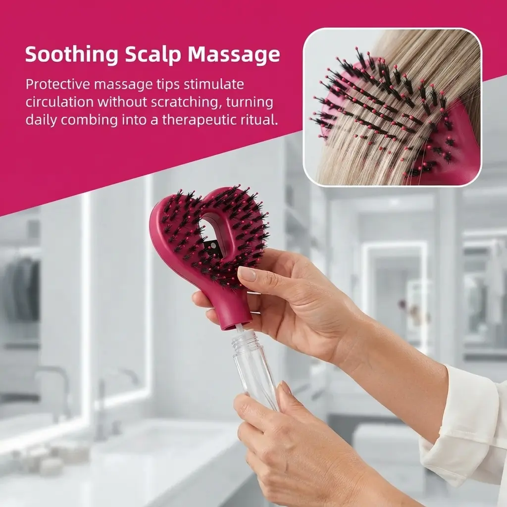 Multifunctional water spray comb, atomizing spray comb, popular hairdressing tool for foreign trade, hollow hair smoothing comb