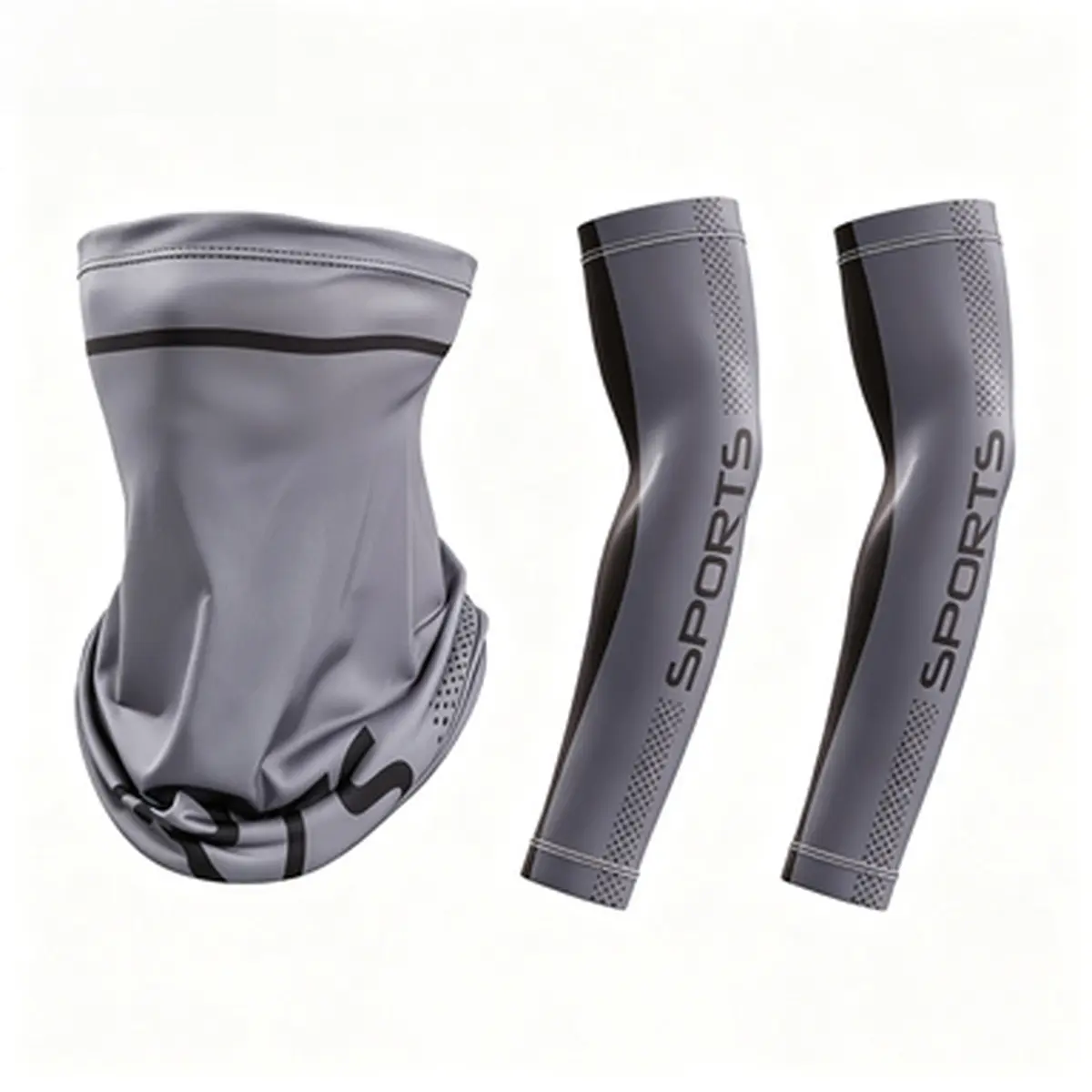 Unisex Sun Protection Arm Sleeves & Neck Gaiter Set (2-Pack) - Solid Stretch Fabric Armwarmers, Snug Fit, Mosquito Repellent for Running/Cycling, Full Length Outdoor Sports Gear, Arm Sleeves Cover