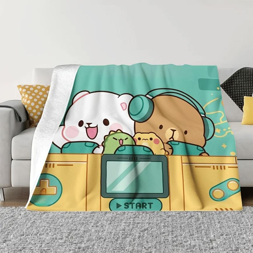 Best Halloween Gift Milk Mocha Bear Flannel Blanket Portable Machine Washable Super Soft Warm Plush Throw for Bedroom Decor