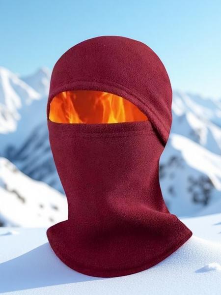 Autumn Winter Fleece Face Mask, Windproof Ski Cap and Hooded Neck Warmer for Unisex Outdoor Sports