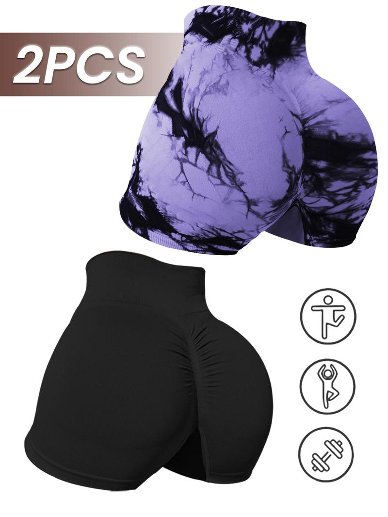 Women's Tie Dye High Waist Sports, Casual Comfy Breathable Skinny Workout Impact Shorts for Yoga Gym Workout Running, Ladies Sportswear for All Seasons