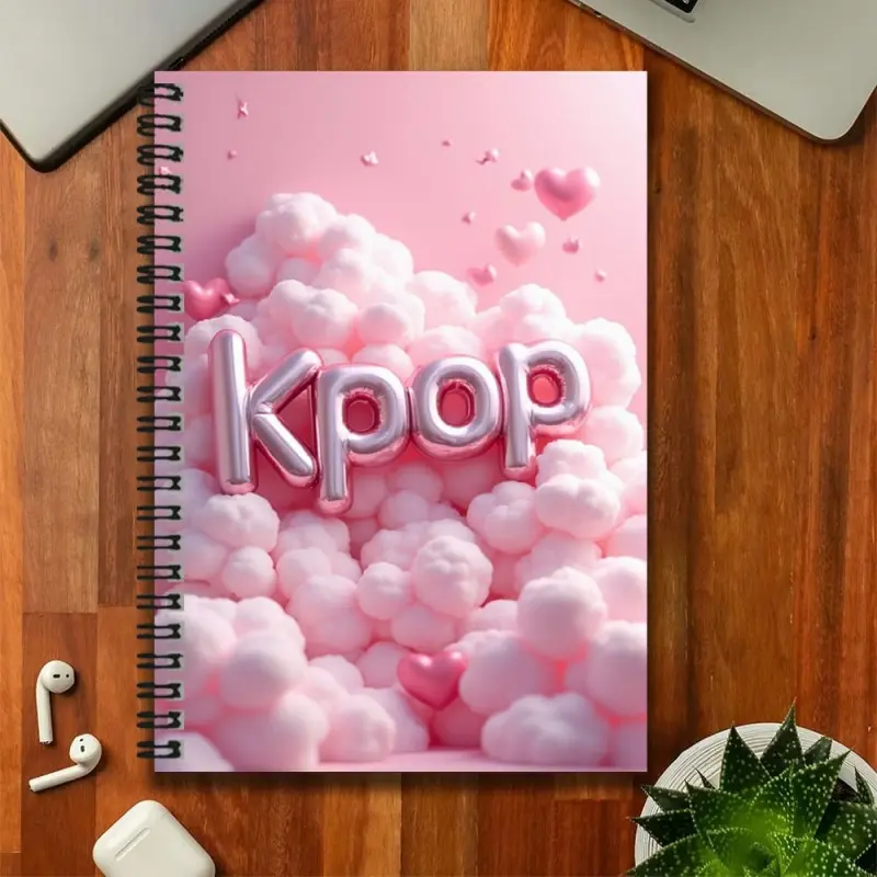 A dreamy K-pop style spiral notebook, with three-dimensional letters paired with pink cloud and heart elements that are super eye-catching! It's a great aid for work and study, and can be given as a graduation gift or birthday present. Whether it's for wr