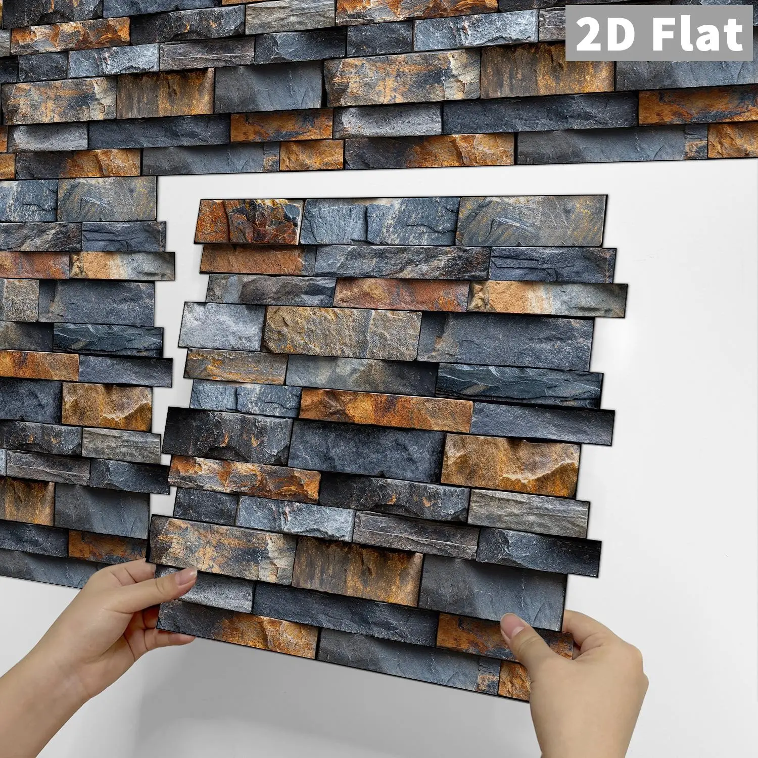 5/10Pcs/Box Irregular Epoxy‑Look Tile Stickers, PVC Dark‑Grey Stacked Slate Self‑Adhesive Tiles, Waterproof & Oil‑Resistant, for Kitchen, Bathroom, Floor, Ceiling, Old Tile & Wood, Home Decor, Tile Wall Stickers, Wall Decals Peel And Stick