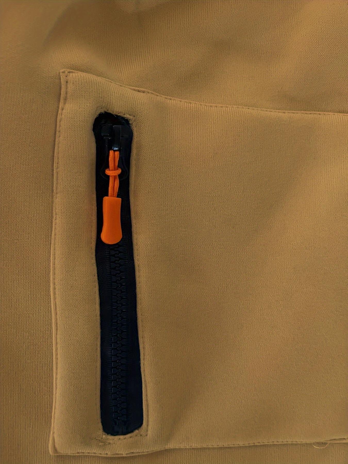 Men's Solid Color Hooded Long Sleeve Zip-Up Hoodie with 1/4-Zip Henry Collar, Kangaroo Pocket & Ribbed Cuffs - Casual Sportswear for Autumn Winter Outdoor Activities, Essential Hoodie, Sleek Smooth Texture