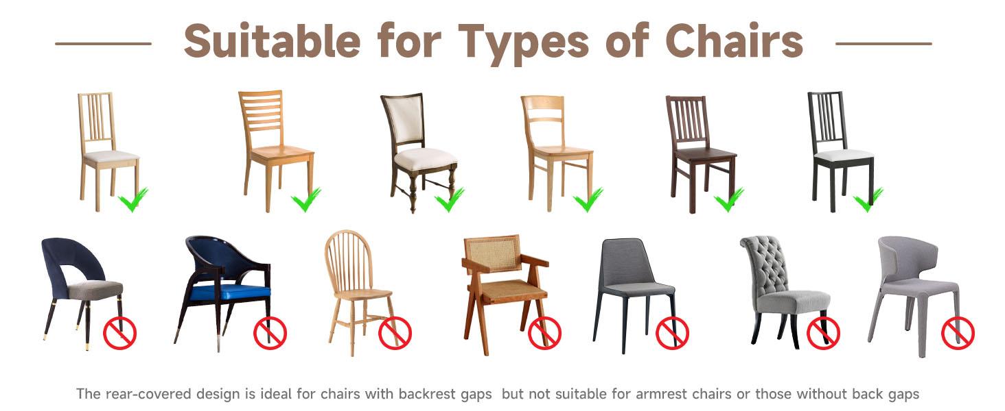 Soft Leather Chair Seat Covers Dining Chairs Set of 2, Waterproof Seat Covers for Kitchen High Stretch & Well-Fitted Chair Covers Dining Chairs with Elastic Ties