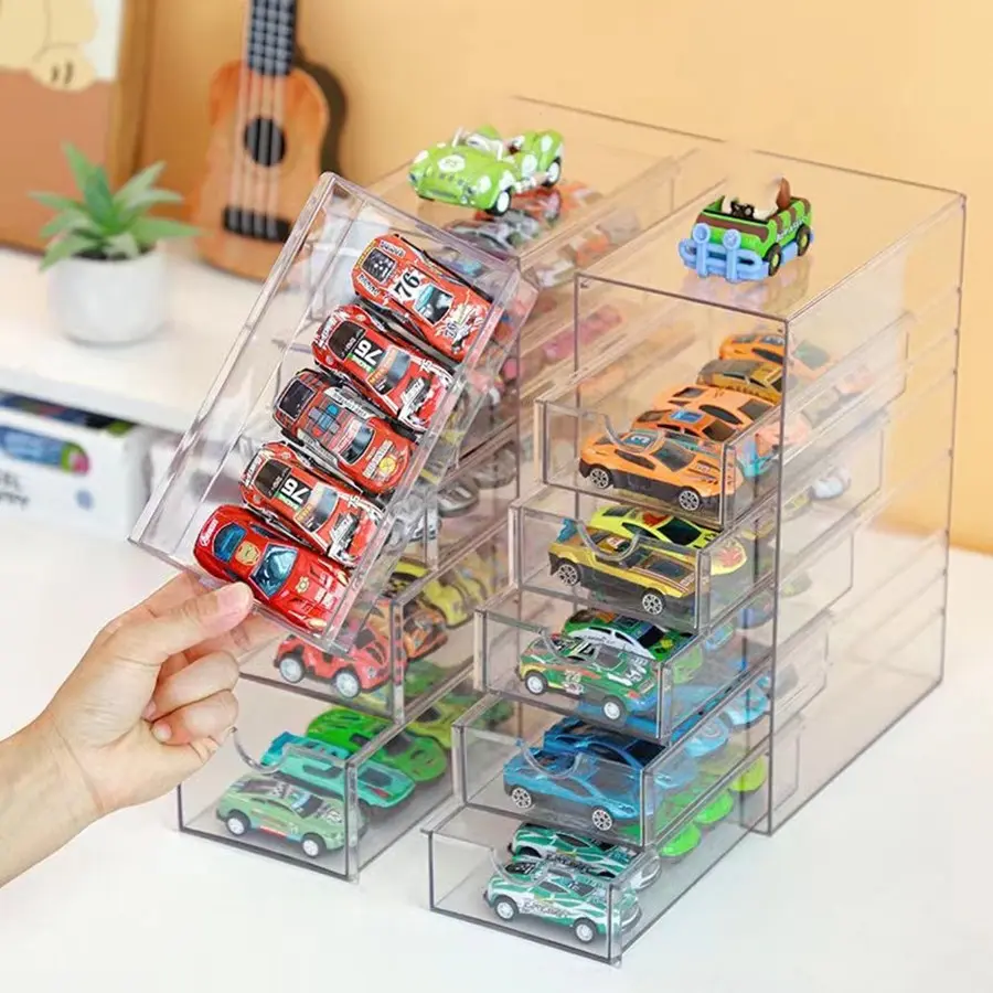 Matchbox Display Box Alloy Car Model Stand, Small Train Model Storage, Realistic Toy Car Showcase Case, Collectible Vehicle Organizer