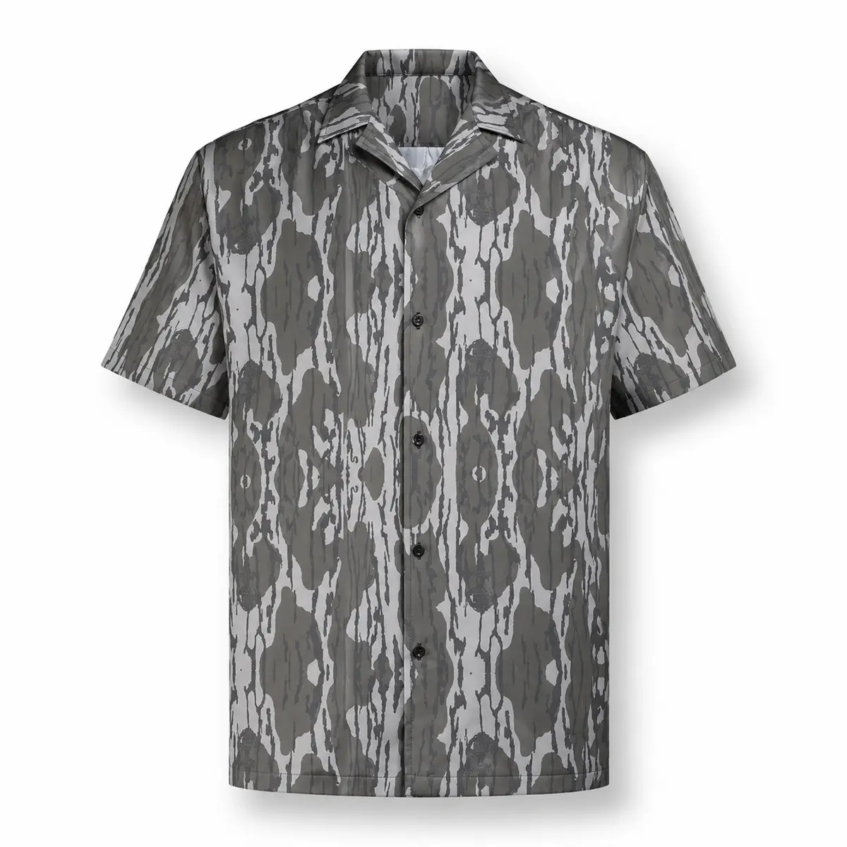 Men's Camo Print Polyester Shortsleeve Shirt - Menswear Top, Short-Sleeve Button-Up Camp Collar, Relaxed Fit Summer Outdoor Shirt for Vacation, Camping
