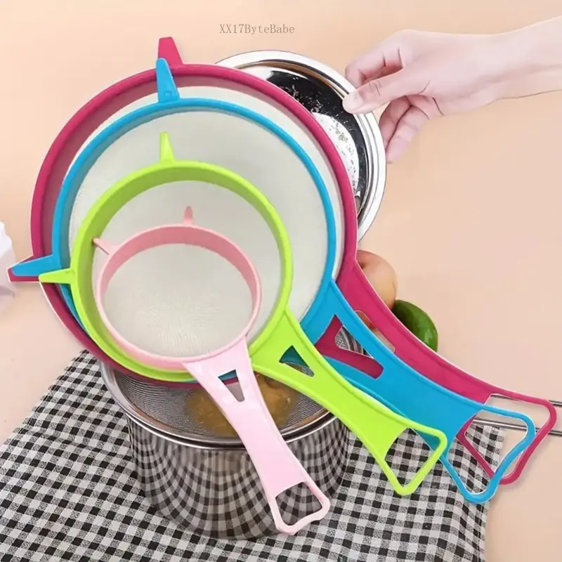 4pcs Kitchen Strainer Set with Handles, Kitchen Strainer Utensils, Kitchen Accessories, Perfect for Powdered Sugar, Soy Milk, Flour & Rice Washing, Essential Baking Gadgets, Food Colander KitchenwareXX17ByteBabe