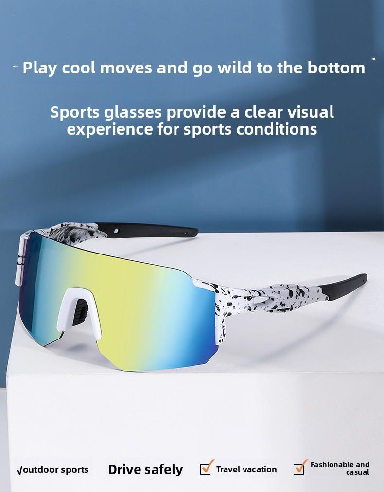 Fashionable cycling glasses with colorful one-piece lenses, windproof and UV400 protection, suitable for outdoor sports, cycling, fishing, mountain biking, road riding, and as bicycle goggles