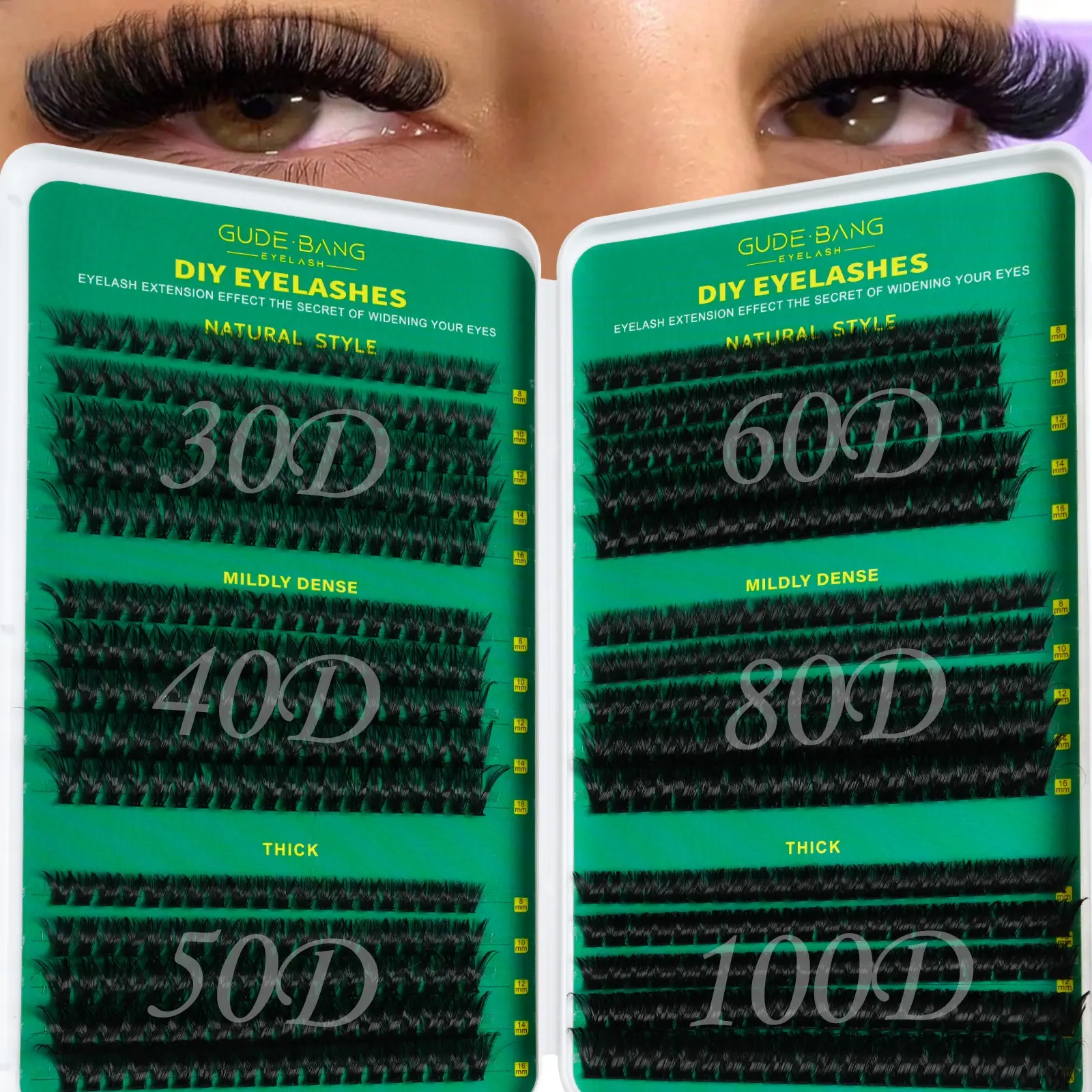 600 pairs of artificial eyelashes, 30D/40D/50D/60D/80D/100D, mixed lengths ranging from 8 to 16 mm, curled eyelashes. High-capacity, beginner-friendly DIY Cosmetic Eyelash Extension kit suitable for home use.