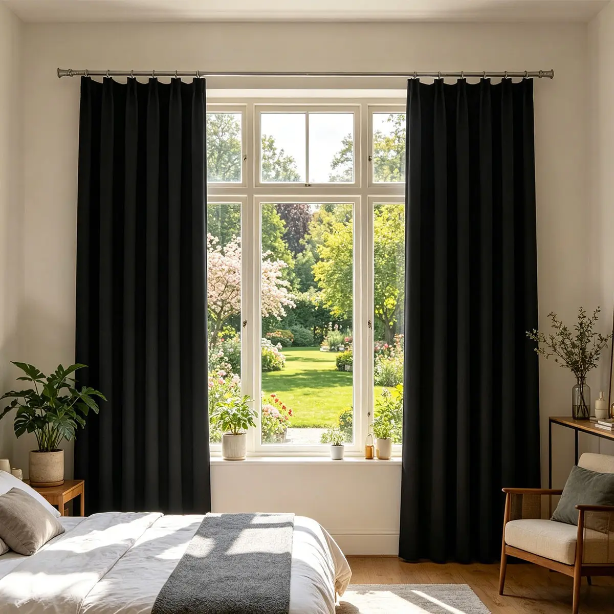 2pcs Pure High Precision Korean Hook Curtains, Modern Minimalist Industrial Style, Thick Soundproofing Light Blocking Fabric Drapes