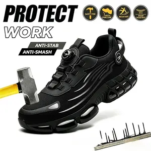 Men's Steel Toe Shoes Work Sneakers Puncture Resistant Slip On Lightweight Breathable Safety Sneakers for Construction Warehouse Factory Workers