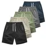 Men's 5-Pack Fitted Solid Casual Above-the-Knee Shorts Set, Elastized Drawstring Waistband, Zippered Printed Side Pockets, Breathable Quick-Drying Dry Fit Fabric, Indoor/Outdoor Use