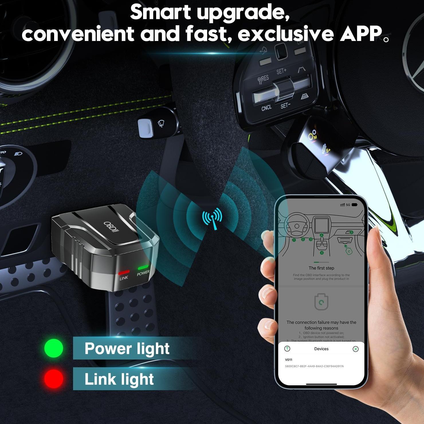 OBD2 Scanner Reader, Wireless Auto Diagnostic Scan Tool, Bluetooth-compatible Car Code Reader, Vehicle Diagnostic Scanner, Car Check Engine Diagnostic Tool, Automotive Diagnostic Scanner