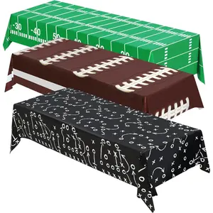 3PCS Football Tablecloth Plastic Table Cloth Cover for Superbowl Party Decorations 2026, Sports Events, Tailgate Parties, Game Day Theme Decor, Birthday Party Supplies (108 x 54 inches, 3 Pack)