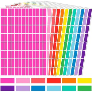 Rectangular Colored Stickers,12 Colors Rainbow Color Color Coding Labels,1inch x 3/8inch (25 x 10mm)  Sticker for Offices Labeling Marking 2496 Pack
