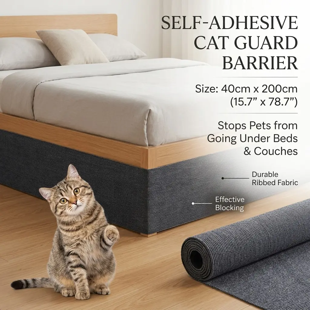 Self-Adhesive Cat Scratch Guard Bed Protector, Durable Carpet Texture, Wall, Bed Frame, Sofa, Cabinet, Pet Furniture Protection