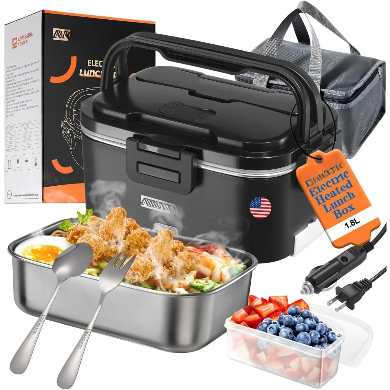 Electric Lunch Box for Adults, 100w 1.8L Portable  Warmer for men Heated Lunch Box for Adults, //Office/ Use, Lonchera Eléctrica Portátil