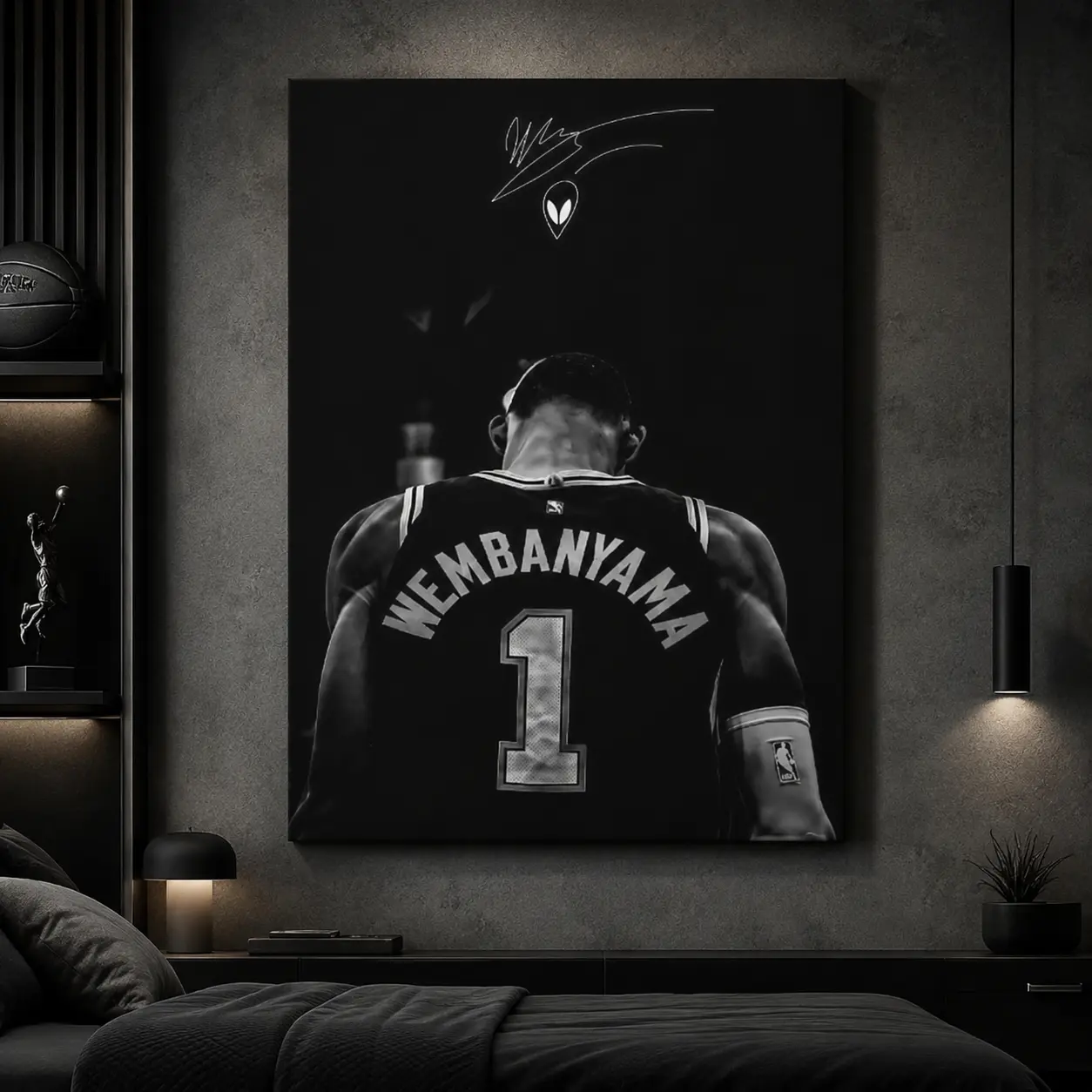 Wemby Basketball Poster - Minimal Alien-Inspired Canvas Wall Art for Bedroom, Dorm Decor