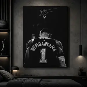 Wemby Basketball Poster - Minimal Alien-Inspired Canvas Wall Art for Bedroom, Dorm Decor