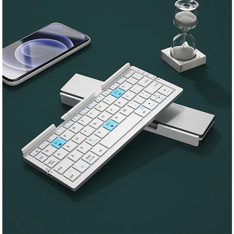 2026 Mini Folding Bluetooth Keyboard Wireless Keypad Support3 Devices With Stand Rechargeable Foldable Keyboard for Phone Tablet