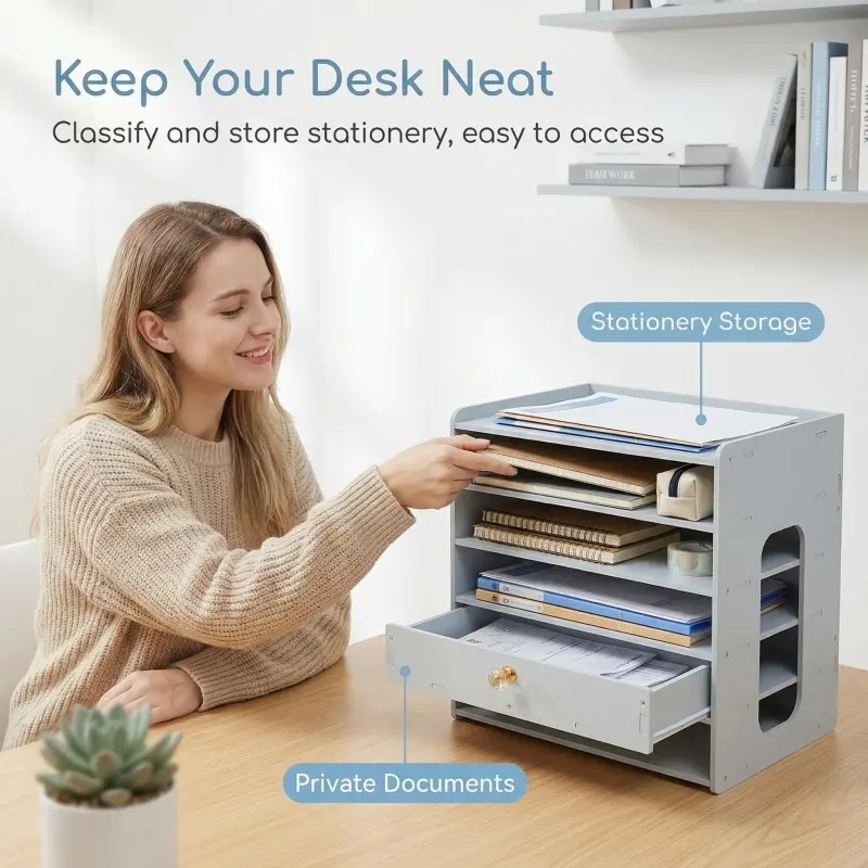 Desk And Drawer Storage, Office Supplies Stationery Box Storage Rack, Home Desktop And Drawer Storage Organizer Box, Suitable for Office Desk Additions, Bedroom Additions, Home Decoration, Desk & Drawer Organizer for Home Storage