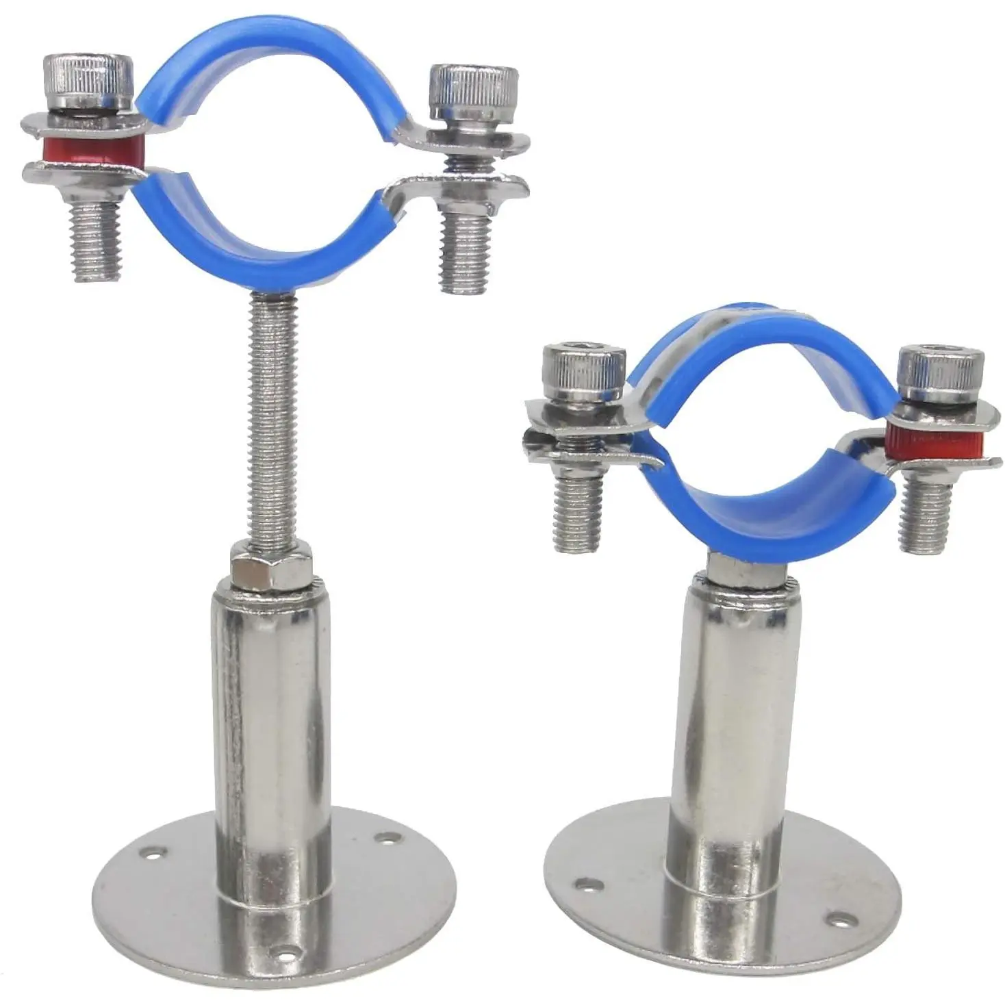 Stainless Steel Adjustable Pipe Clamp Bracket, 1-Inch (32mm), Set of 2 | Wall/Ceiling Mount Support, Heavy-Duty, Rustproof, With Screws