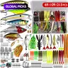 69/109/213pcs Fishing Lures Tackle Box Bass Kit, Fishing Supplies, Including Animated Lure,Crankbaits,Spinnerbaits,Soft Plastic Worms, Topwater Lures,Hooks,Saltwater & Freshwater Fishing Gear for Bass,Trout #GLOBAL PICKS