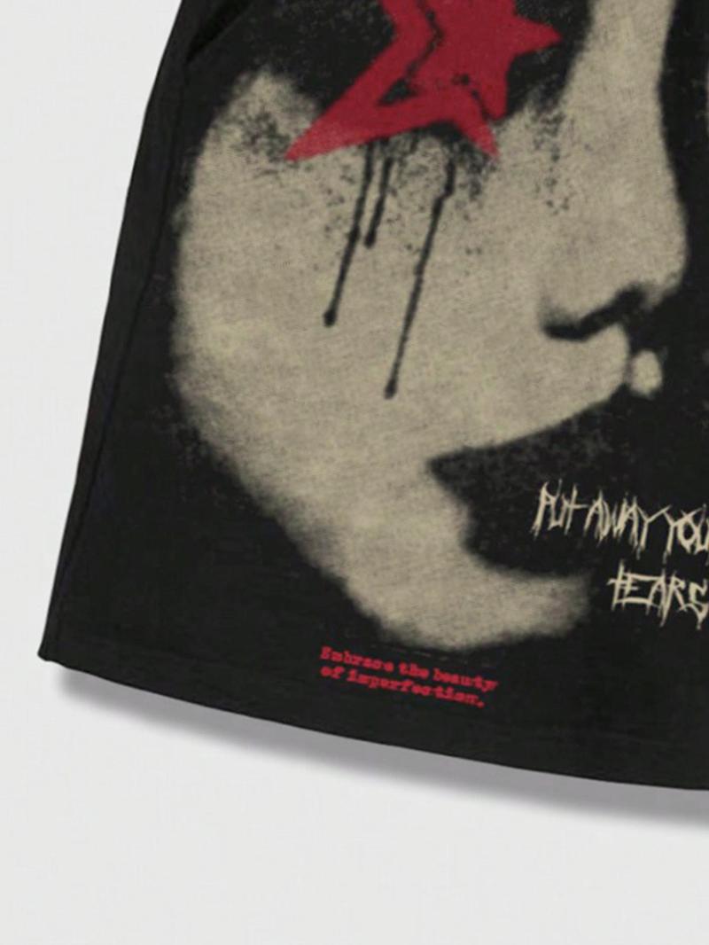 Men's Regular Fit Star & Letter Print Drawstring Waist Shorts, Street Casual Pocket Shorts for Summer, Fashion Men's Bottoms for Daily Wear, Athleisure Street Shorts, Casual Streetwear Shorts