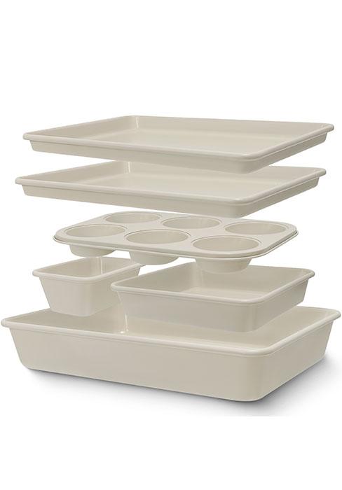 Baking Pans Set, Nonstick Stackable Bakeware Sets, Oven Pans for Cooking 6 Pieces Baking Sheets Set Including Cookie Sheet, Deep Roaster Pan, Square Pan, Loaf Pan, Muffin Pan, Carbon Steel