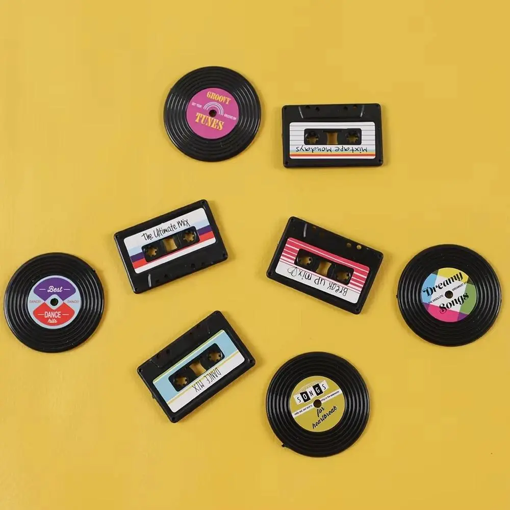4Pcs Vintage Creative Gramophone Record Fridge Magnet Message Board Reminder Refrigerator Sticker for Home Kitchen Decoration